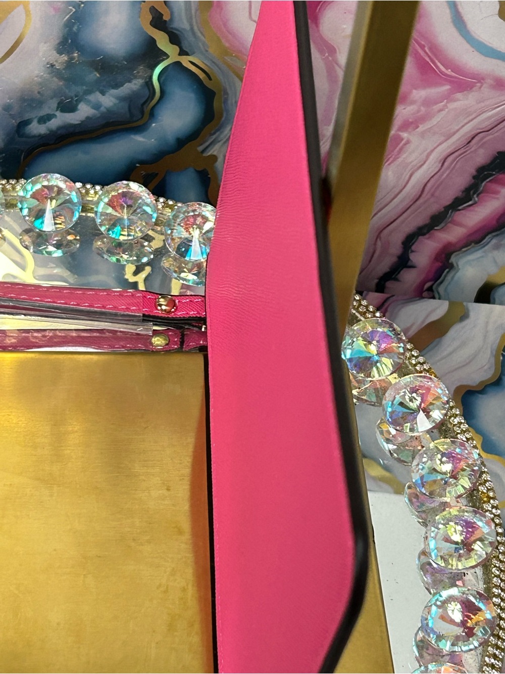 kate spade Bright Pink Logo Zip Pouch wi/Gold Accents Approx. 8 x6 Box included - Picture 13 of 13
